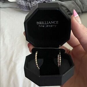 10kt gold beaded round hoop earrings